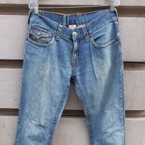 True Religion Jeans Mens 34" x 30" Destroyed Rt. Knee